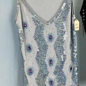 BOGO Embellished Sequined HAND Beaded Stretch Tank Camisole top One sz fits most